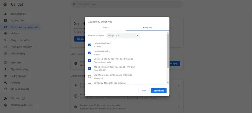 Hướng dẫn xóa bộ nhớ cache và cookie trình duyệt để khôi phục tài khoản Facebook
