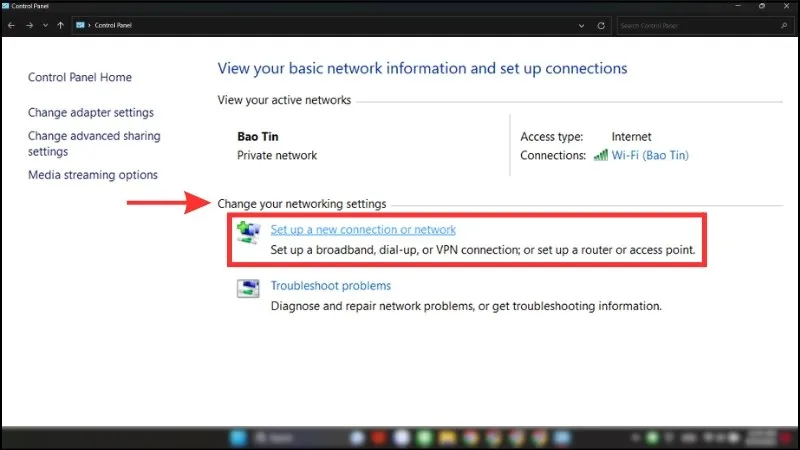 Kết nối internet cho máy tính bàn thông qua công cụ Control Panel