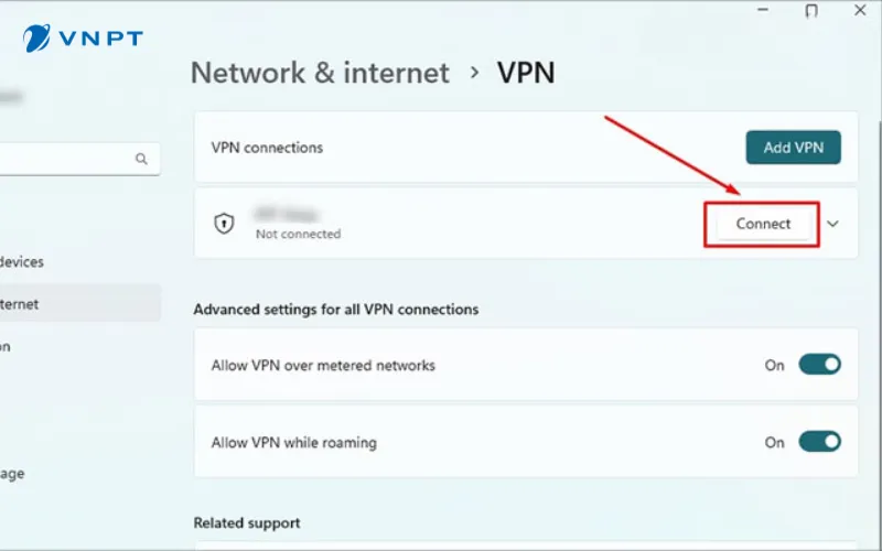 Kết nối VPN từ Settings trên máy tính xách tay Windows 11