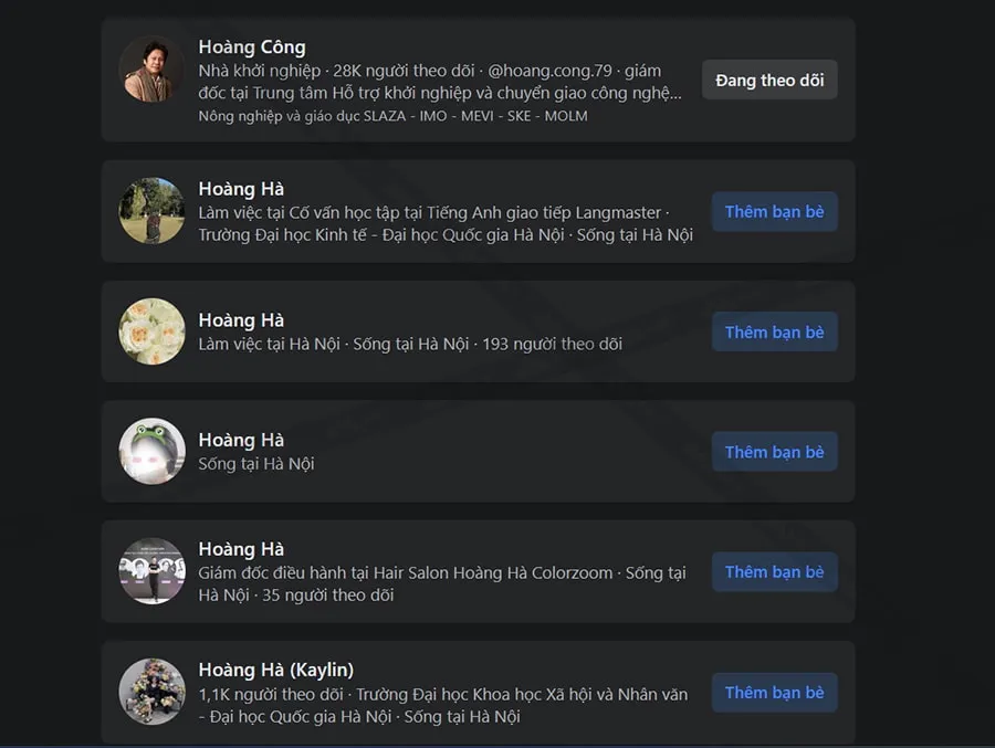 Kết quả tìm kiếm trả về theo từ khóa tìm kiếm và địa điểm bạn đã chọn