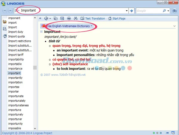 Kết quả tra cứu từ điển Anh-Việt hiển thị sau khi đã sắp xếp thứ tự ưu tiên