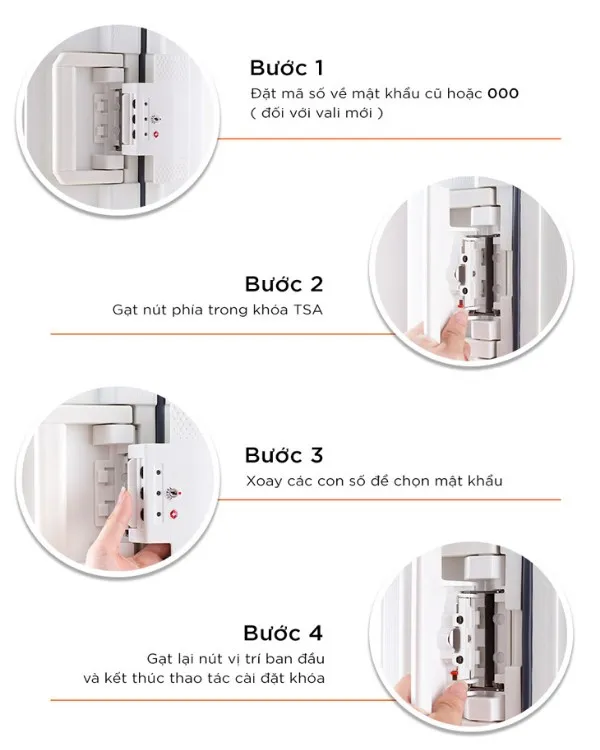 Khóa TSA vali khóa sập nhựa cấu tạo cơ bản