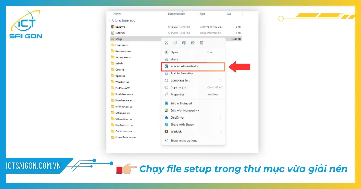 Khởi chạy file setup.exe để bắt đầu cách cài đặt office 2010 trên win 7