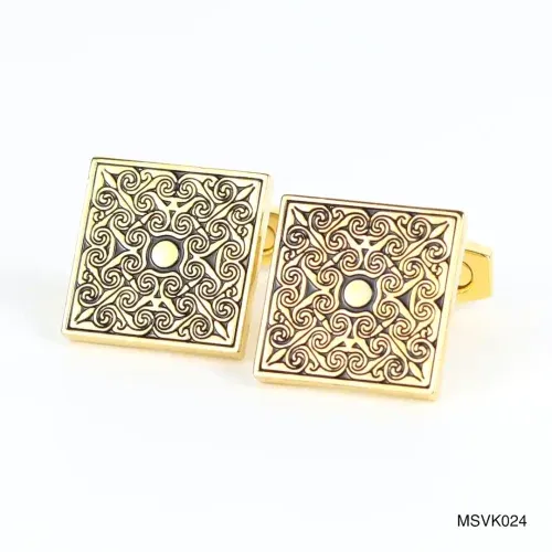 Khuy măng sét màu bạc hình chữ nhật với bề mặt vân nổi sang trọng