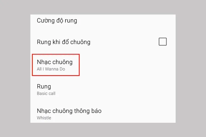 Kiểm tra bài hát đã được cài làm nhạc chuông Samsung