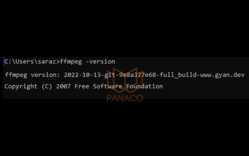 Kiểm tra cài đặt FFmpeg bằng lệnh ffmpeg -version trên Command Prompt