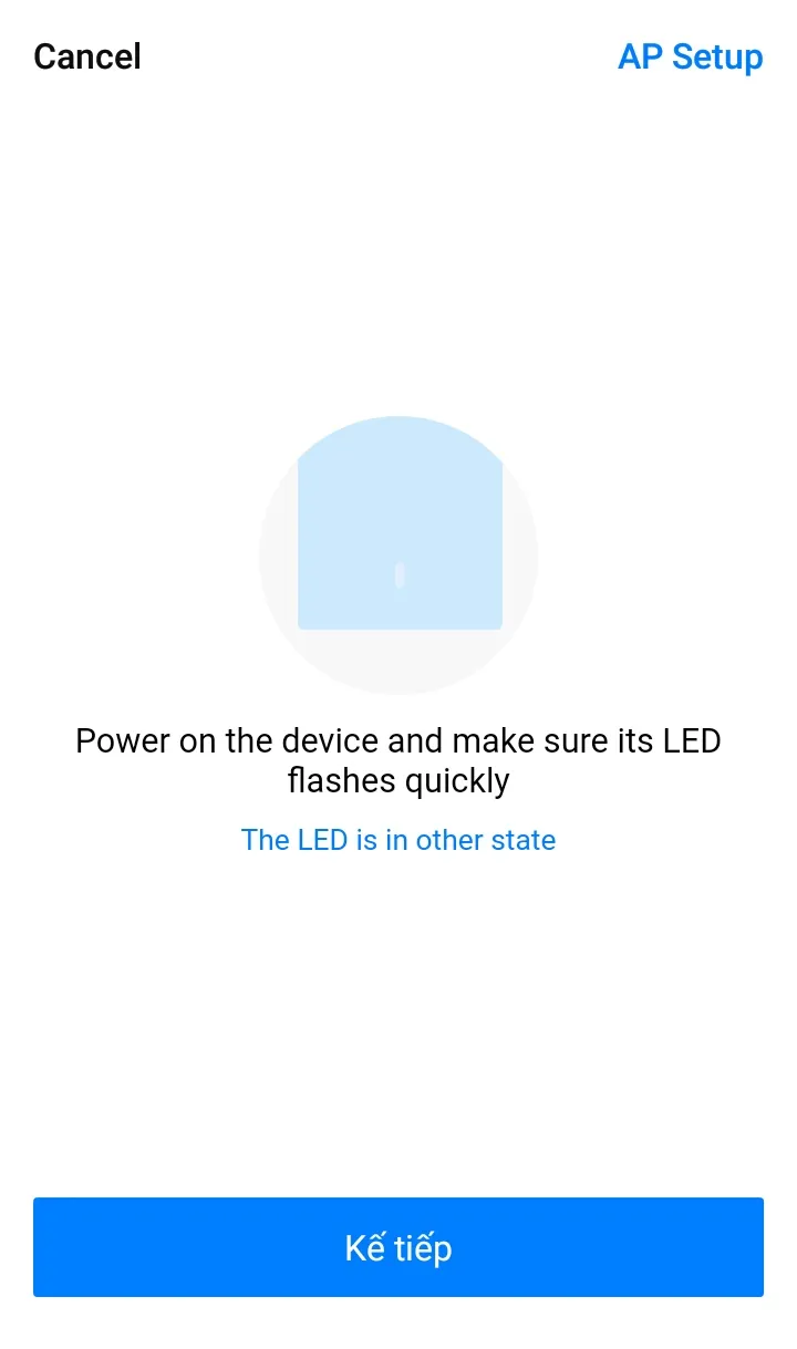 Kiểm tra đèn LED nháy nhanh trước khi kết nối BroadLink