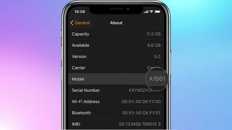 Kiểm tra thông số Model Field trong cài đặt để xác minh eSIM đã được kích hoạt trên Apple Watch