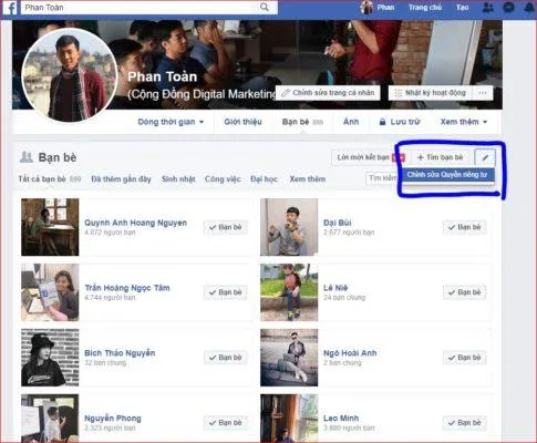 Kiểm tra và chỉnh sửa Quyền riêng tư của danh sách bạn bè