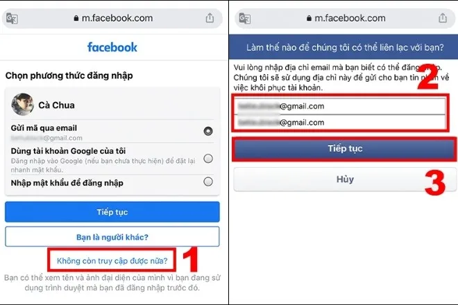 Lấy lại mật khẩu Facebook khi không gửi mã