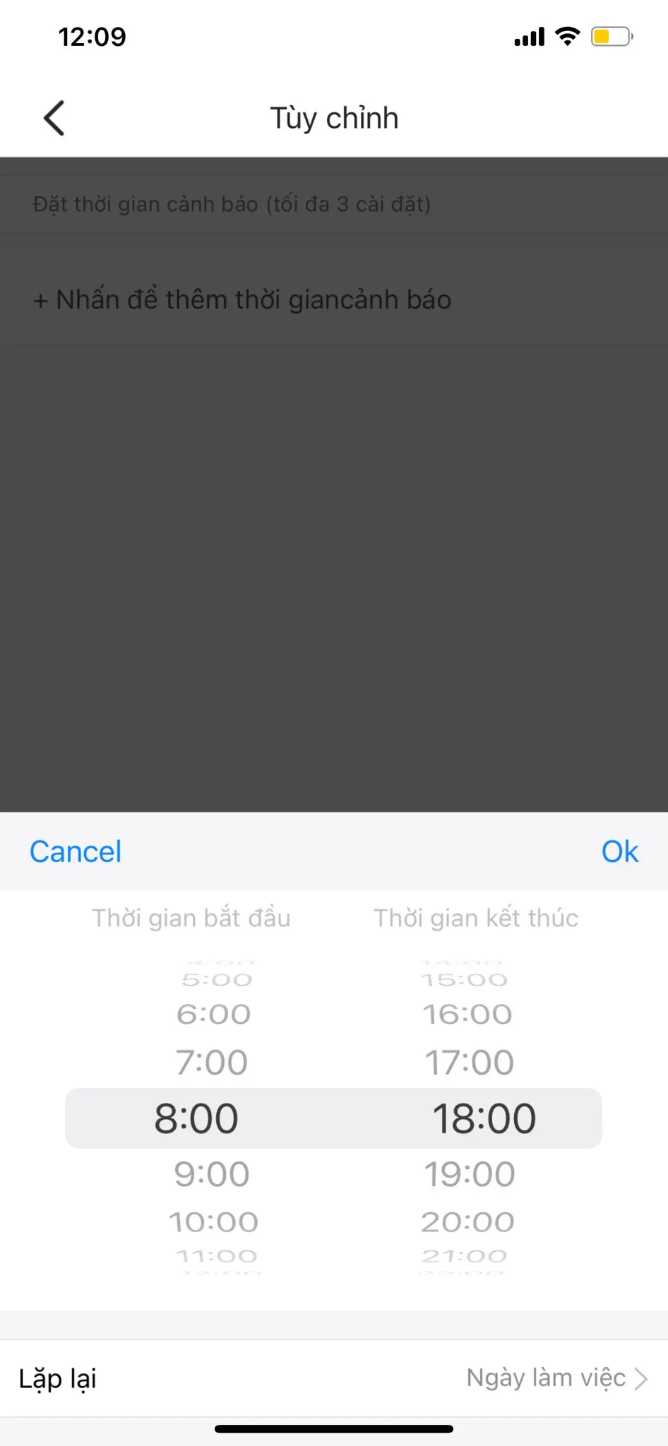 Lên lịch cụ thể cho cảnh báo phát hiện chuyển động và âm thanh hàng ngày