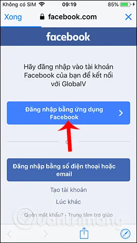 Liên kết tài khoản Facebook để đảm bảo quyền truy cập và thực hiện tải video V LIVE chất lượng cao