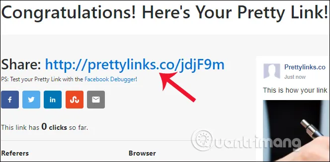 Link chia sẻ trên Pretty Links