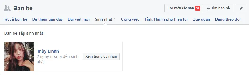 Lọc bạn bè Facebook theo các tiêu chí như ngày sinh nhật để tối ưu danh sách