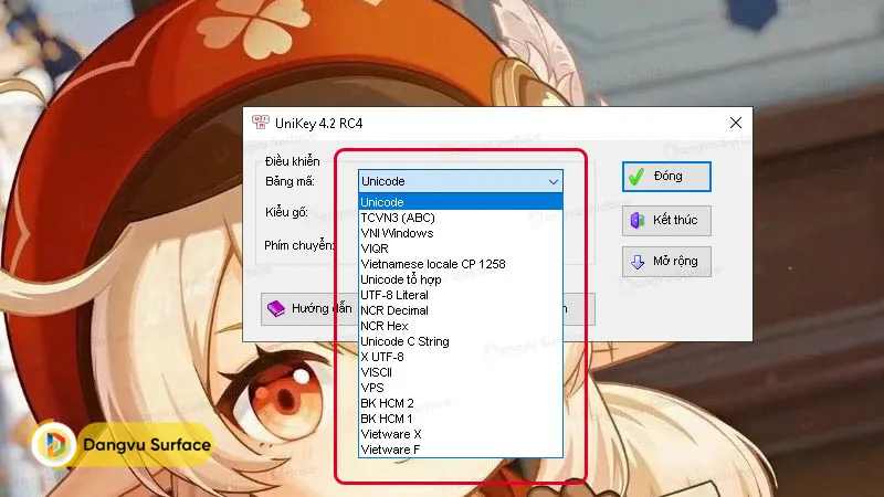 Lựa chọn bảng mã phù hợp để hoàn tất cách cài đặt phông chữ tiếng việt trên máy tính