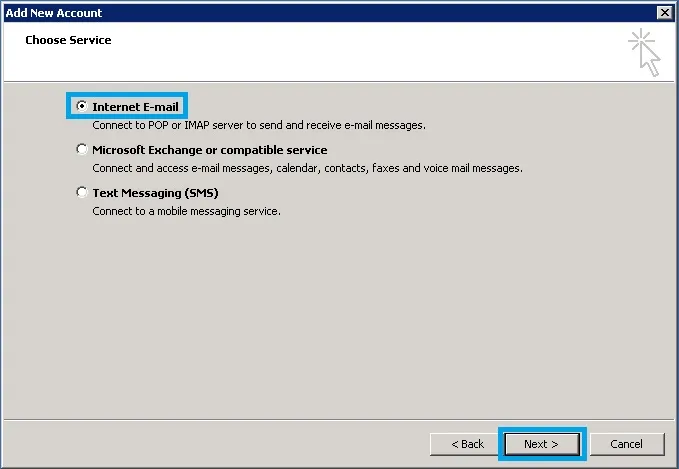 Lựa chọn 'Manually configure server settings or additional server types' và nhấn Next