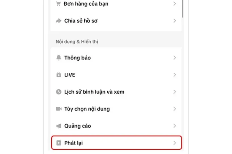 Lựa chọn mục Phát lại trong phần Nội dung &amp; Hiển thị để tìm các buổi live đã kết thúc