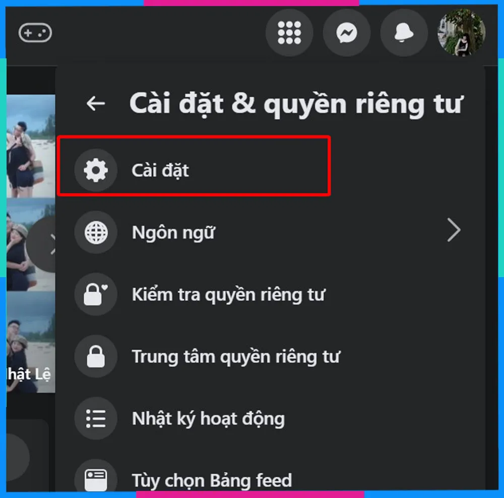 Lựa chọn Trung tâm tài khoản từ màn hình cài đặt