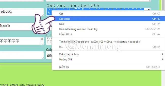 Lựa chọn và sao chép font chữ mong muốn để sử dụng trên Facebook