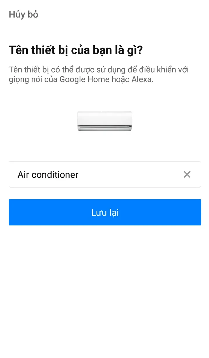 Lưu lại tên thiết bị điều hòa
