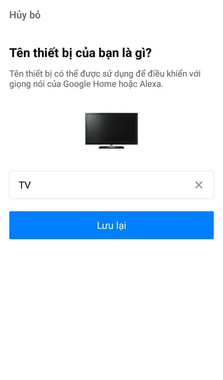 Lưu lại tên thiết bị điều khiển TV Samsung