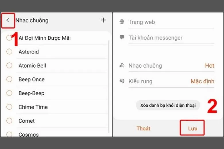 Lưu thay đổi để hoàn tất cài đặt nhạc chuông riêng