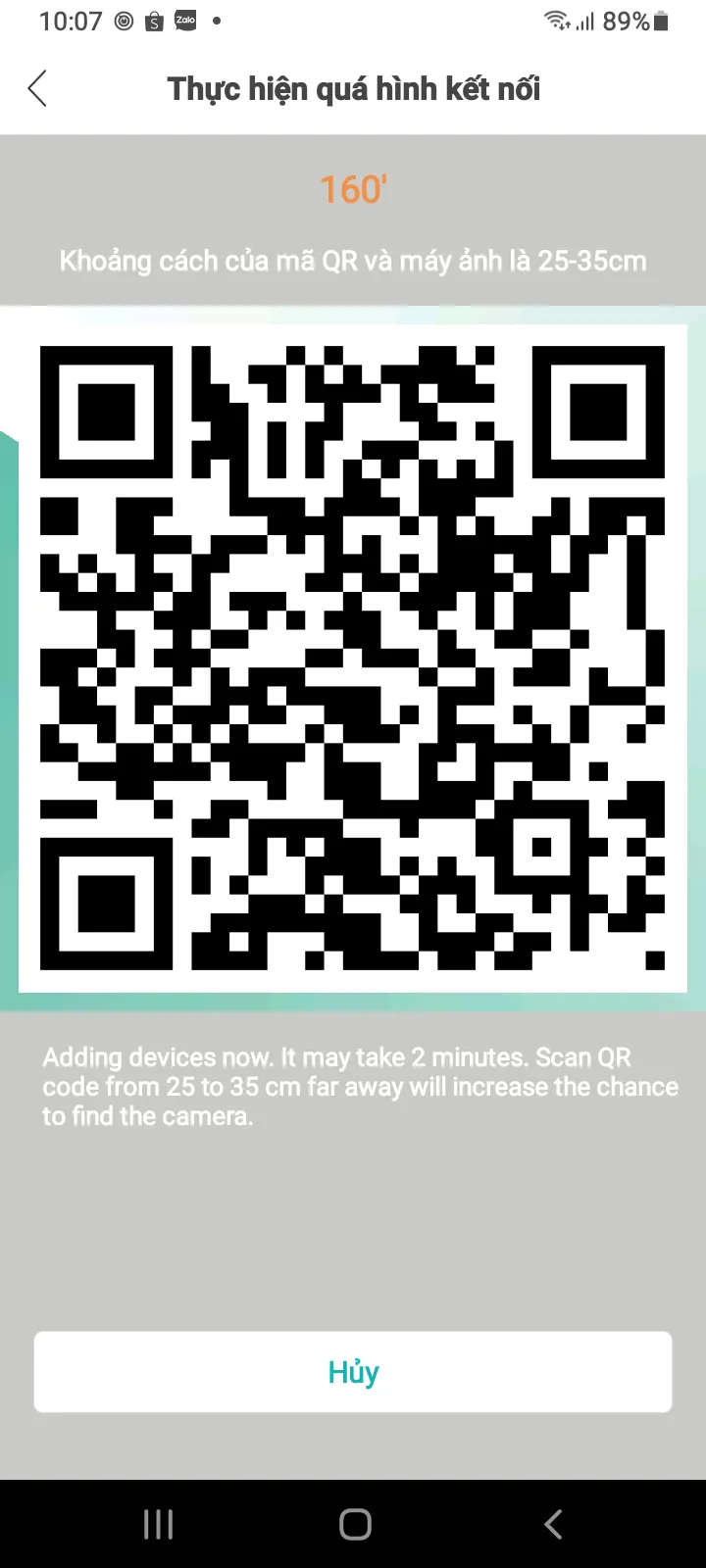 Mã QR Code hiển thị trên điện thoại chứa thông tin Wi-Fi để quét cho camera Puratech