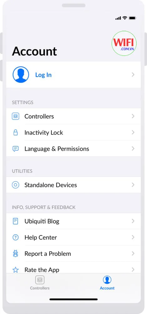 Màn hình Account với tùy chọn Standalone Devices được chọn