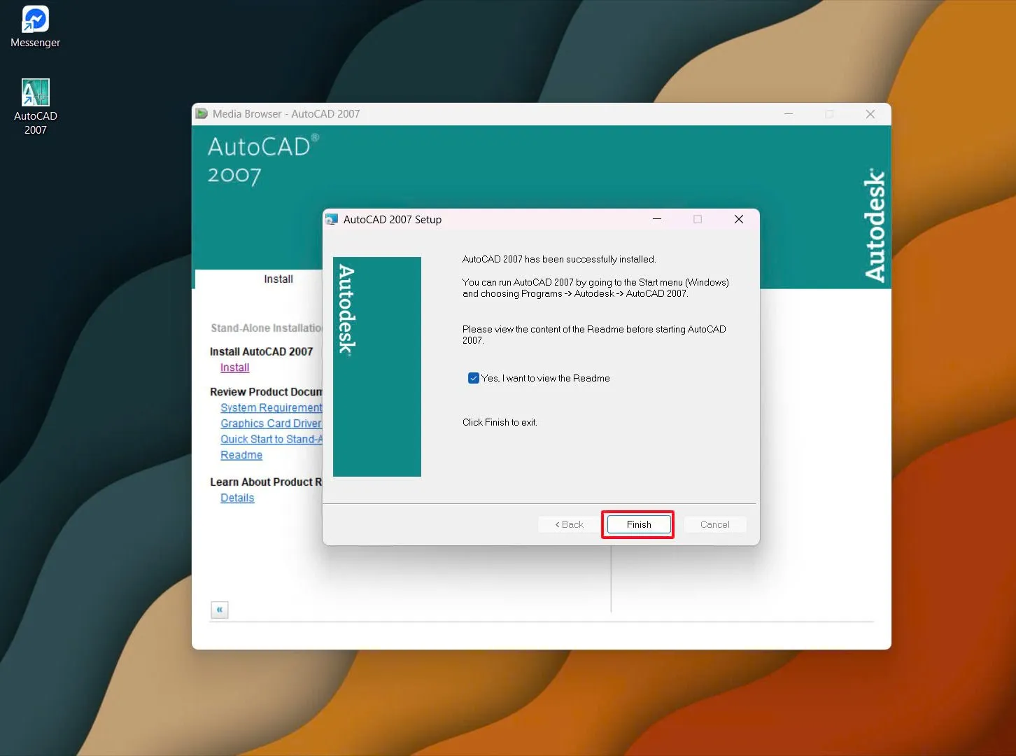 Màn hình báo Installation Complete, nhấn Finish để hoàn thành cài đặt cơ bản