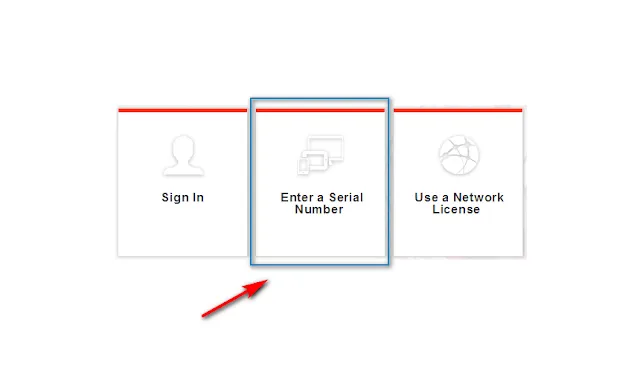 Màn hình chào mừng bản quyền, chọn Enter a Serial Number