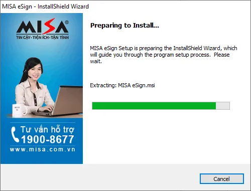 Màn hình chuẩn bị cài đặt ứng dụng chữ ký số từ xa MISA eSign Desktop