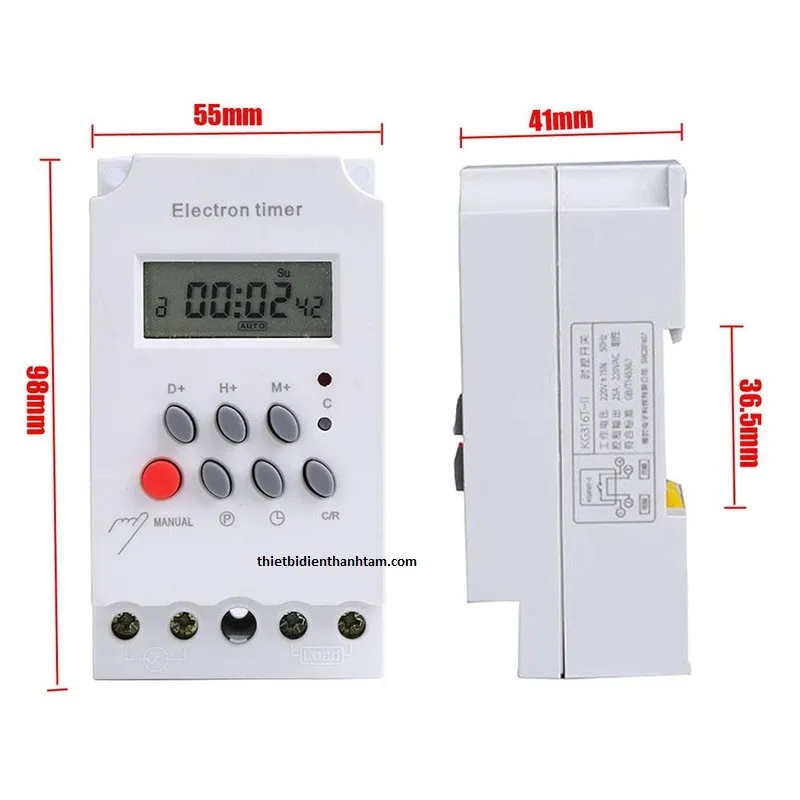 Màn hình hiển thị chi tiết các thông số lập trình của timer KG316T-II
