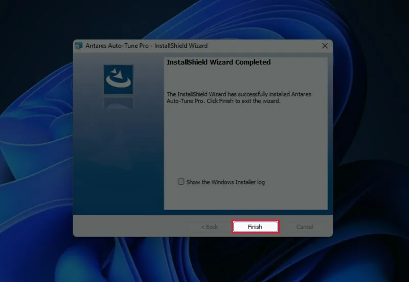 Màn hình hoàn tất quá trình cài đặt Auto Tune