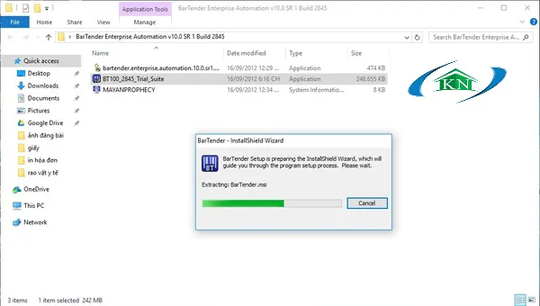 Màn hình khởi động trình cài đặt Bartender 10.1
