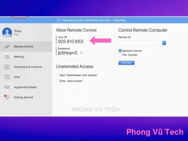 Màn hình Mac hiển thị TeamViewer, công cụ hỗ trợ cách cài đặt phần mềm từ xa
