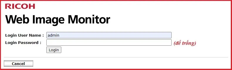 Màn hình nhập Username và Password để cấu hình scan folder