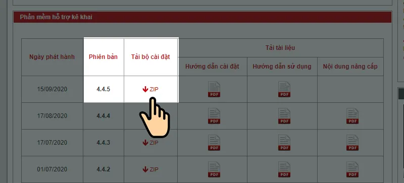 Màn hình tải file cách cài đặt phần mềm kê khai thuế qua mạng HTKK