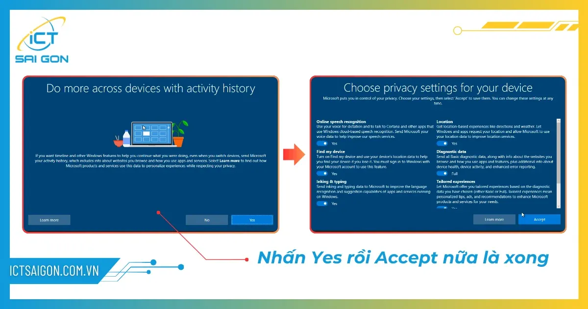 Màn hình thông báo hoàn tất thiết lập