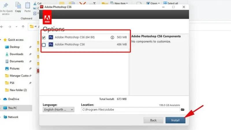 Màn hình tiến hành cài đặt phần mềm Photoshop CS6