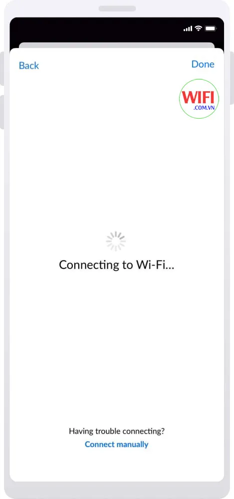 Màn hình ứng dụng hiển thị trạng thái Connecting (Đang kết nối)