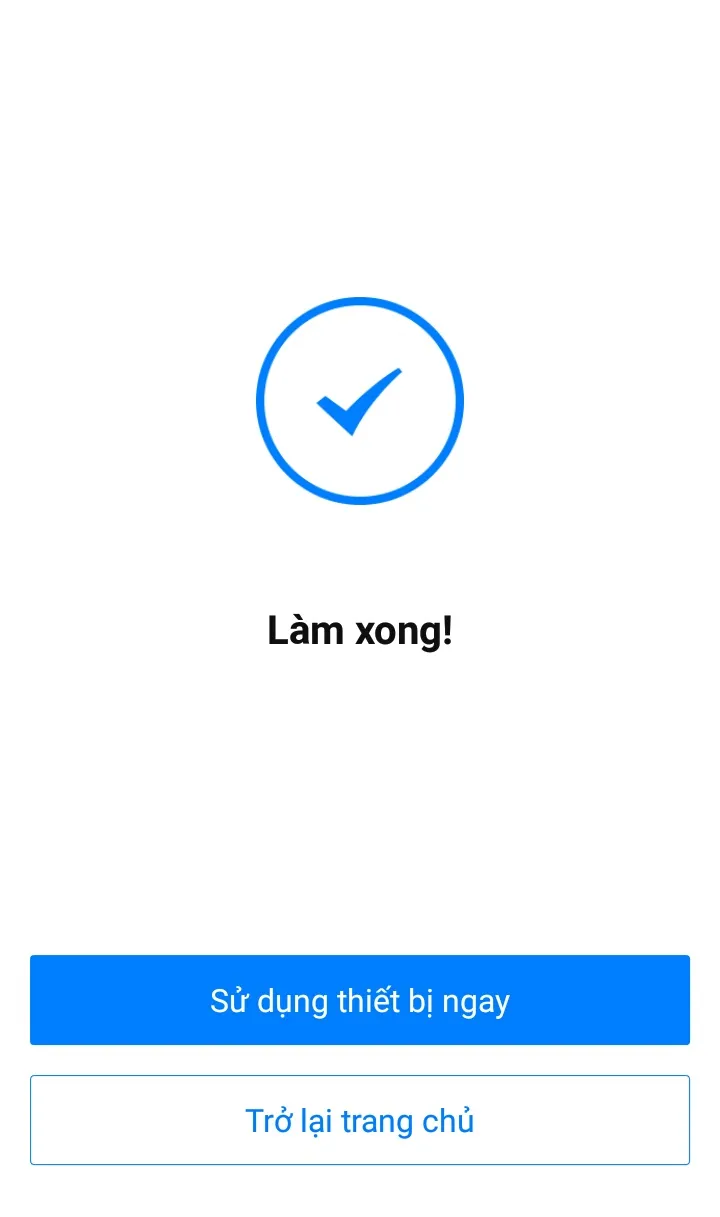 Màn hình xác nhận hoàn thành kết nối điều hòa