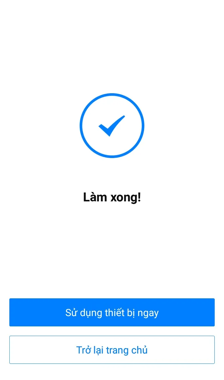 Màn hình xác nhận hoàn thành kết nối điều khiển TV