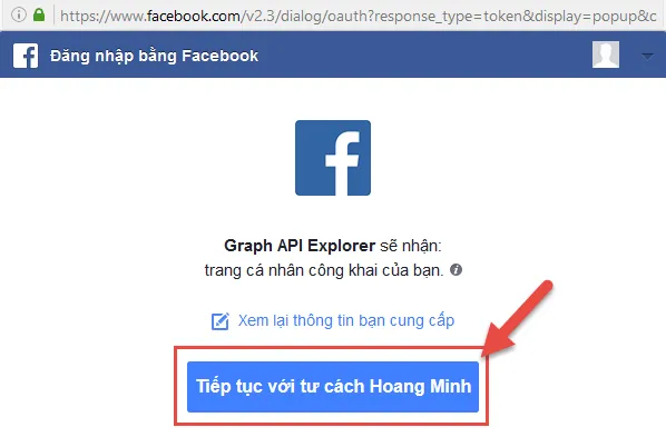 Màn hình xác nhận quyền sử dụng mã truy cập.