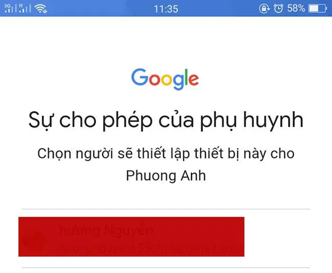 Màn hình xác nhận thành công quyền giám sát Family Link