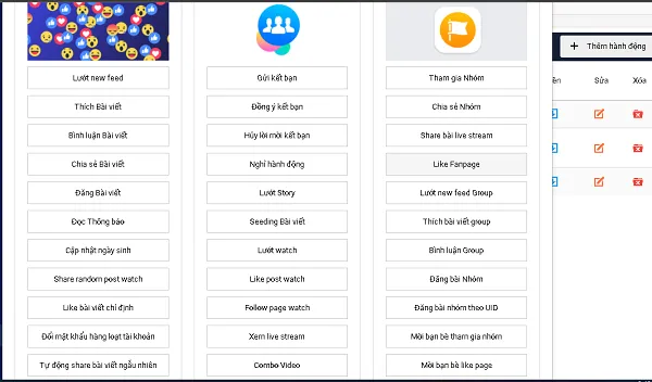 Menu các tính năng tương tác tự động phục vụ cho việc nuôi Via hiệu quả