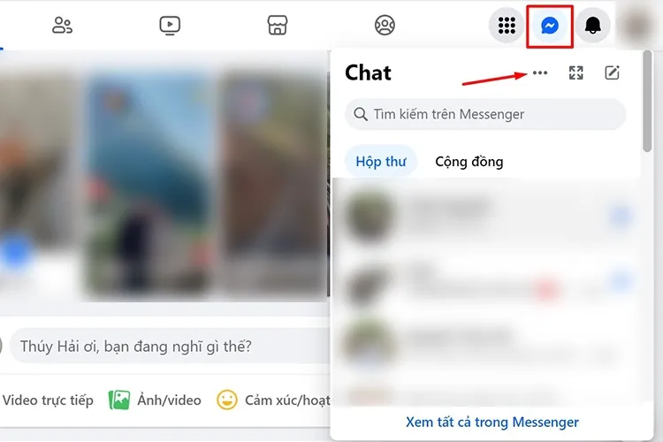 Menu cài đặt chat để thực hiện cách tắt online trên facebook trên máy tính