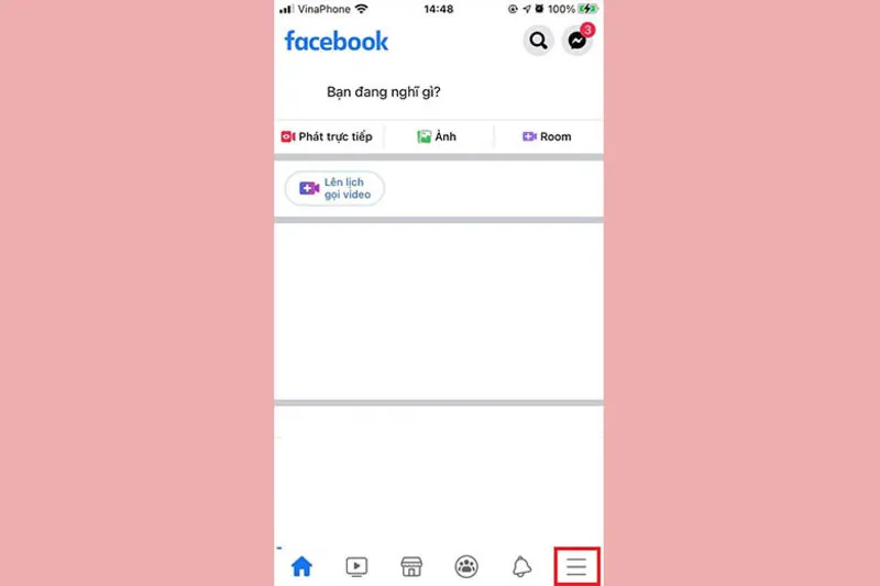 Menu chính của ứng dụng Facebook trên điện thoại