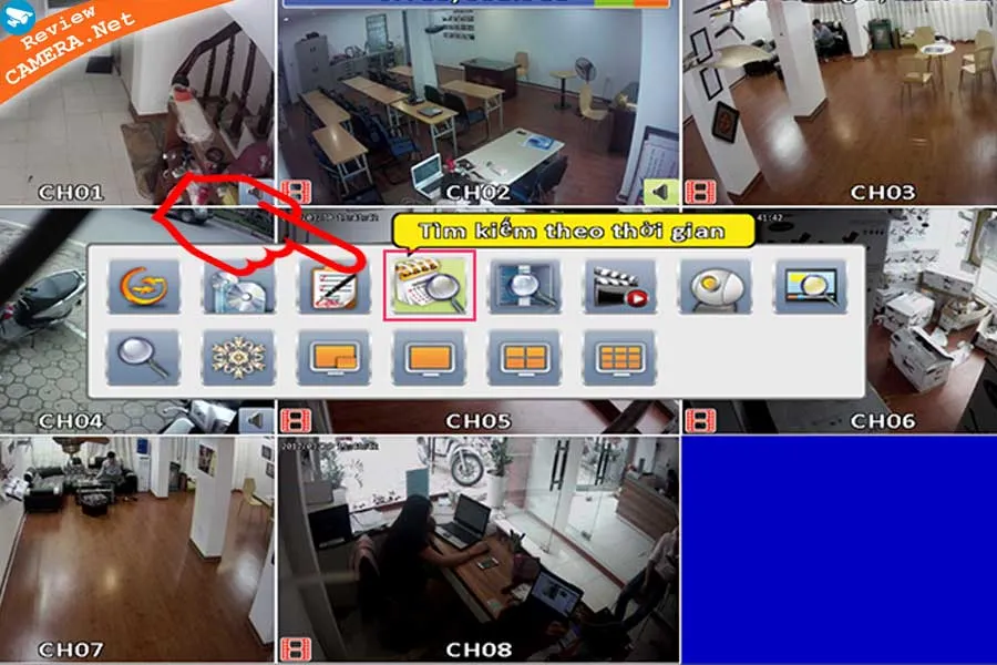 Menu chức năng xem lại camera trên Vantech V1