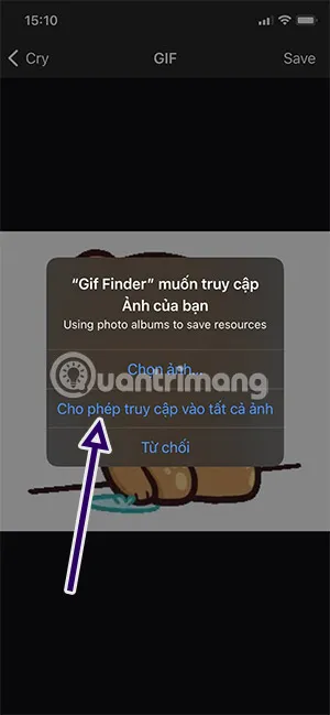 Minh họa ảnh GIF đã được lưu lại trong thư viện của GIF Finder