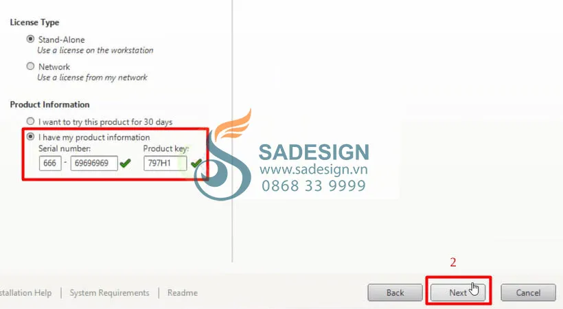 Minh họa các bước thiết lập bản quyền cơ bản theo hình ảnh chỉ dẫn của nhà cung cấp